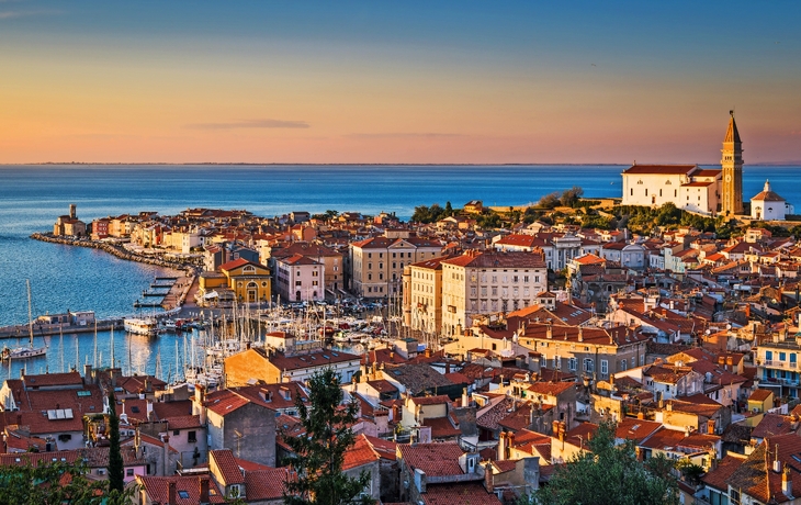 Skyline von Piran, Slowenien